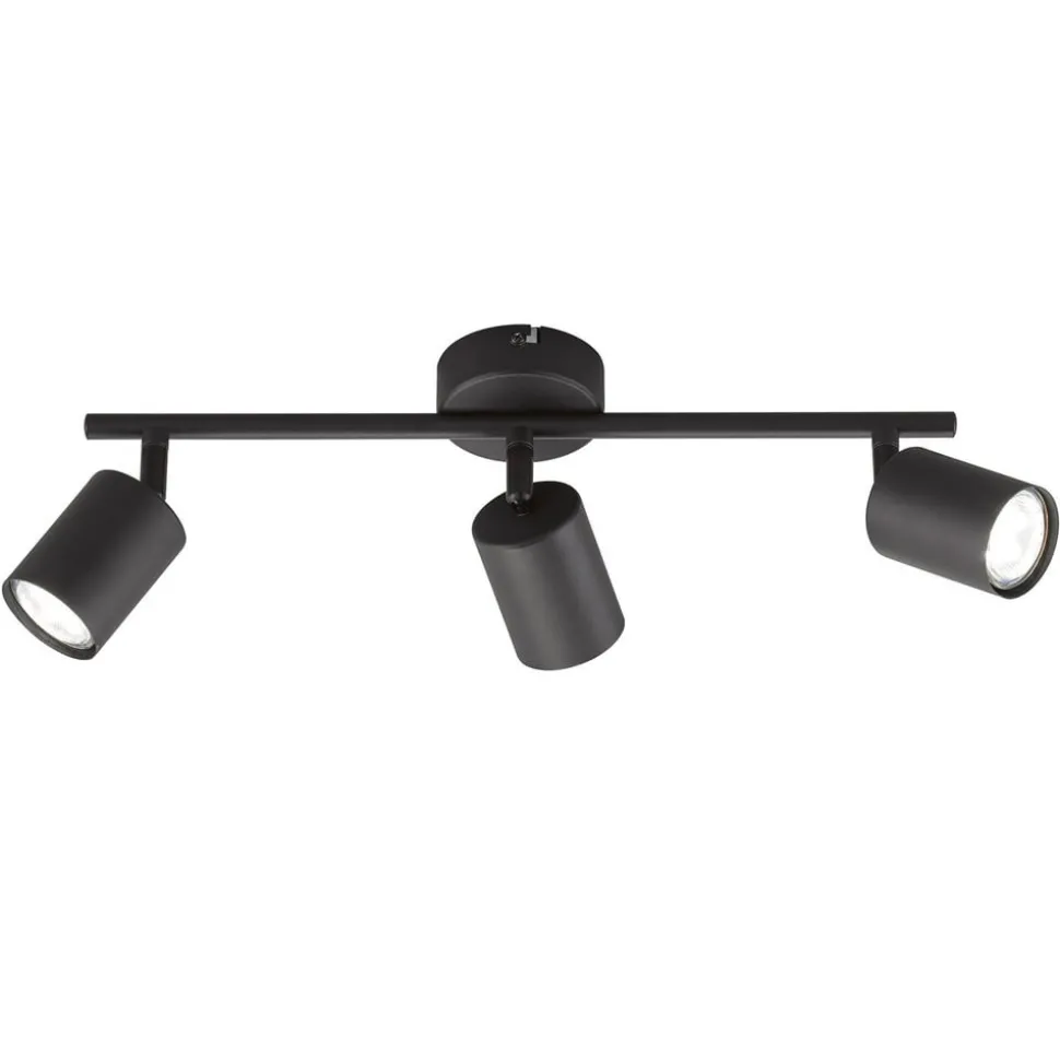 LED plafondspot Vano zwart, 3-lamps lang