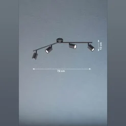 LED plafondspot Vano, zwart, 4-lamps