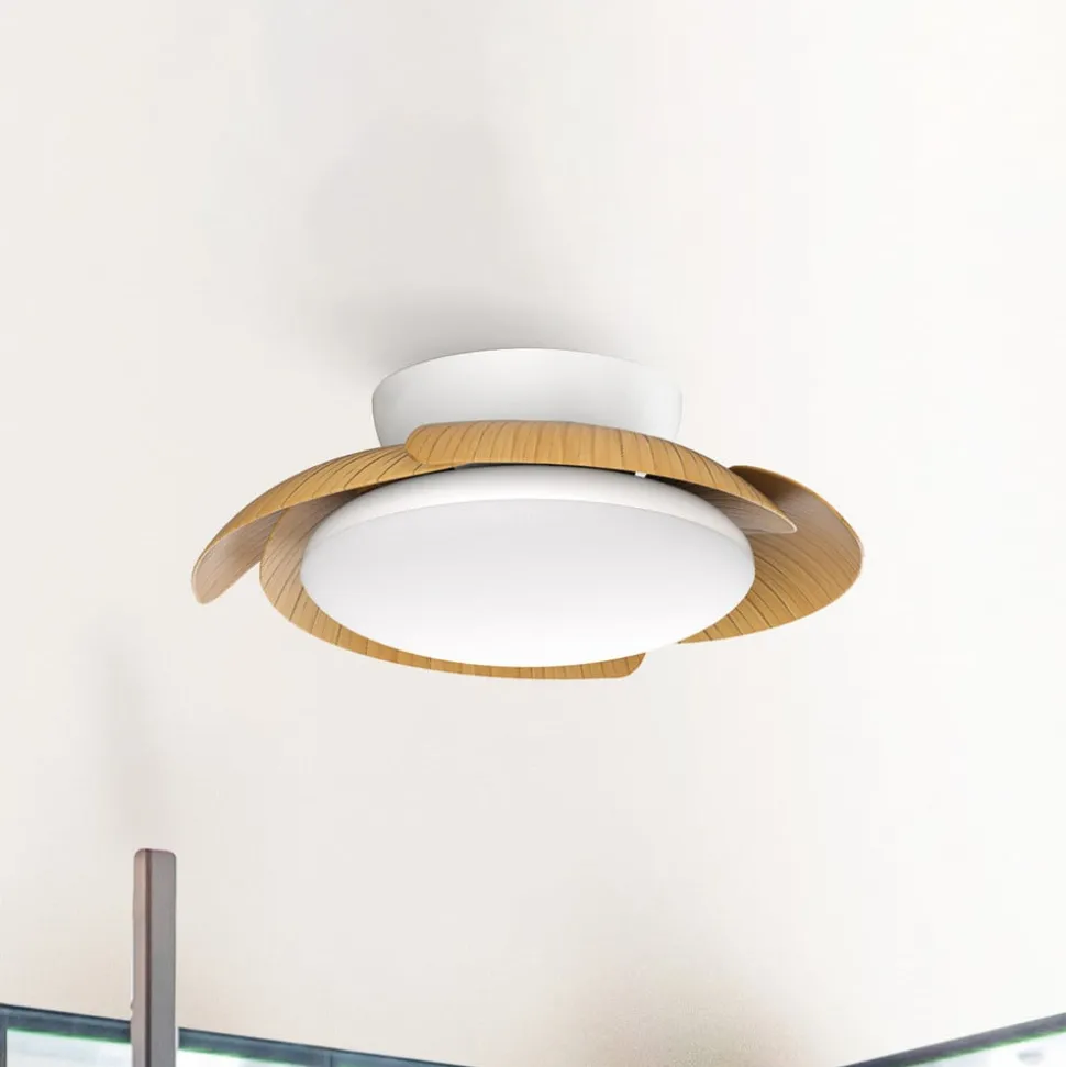 LED plafondventilator Aloha hout DC-motor stil Ø 90 cm CCT