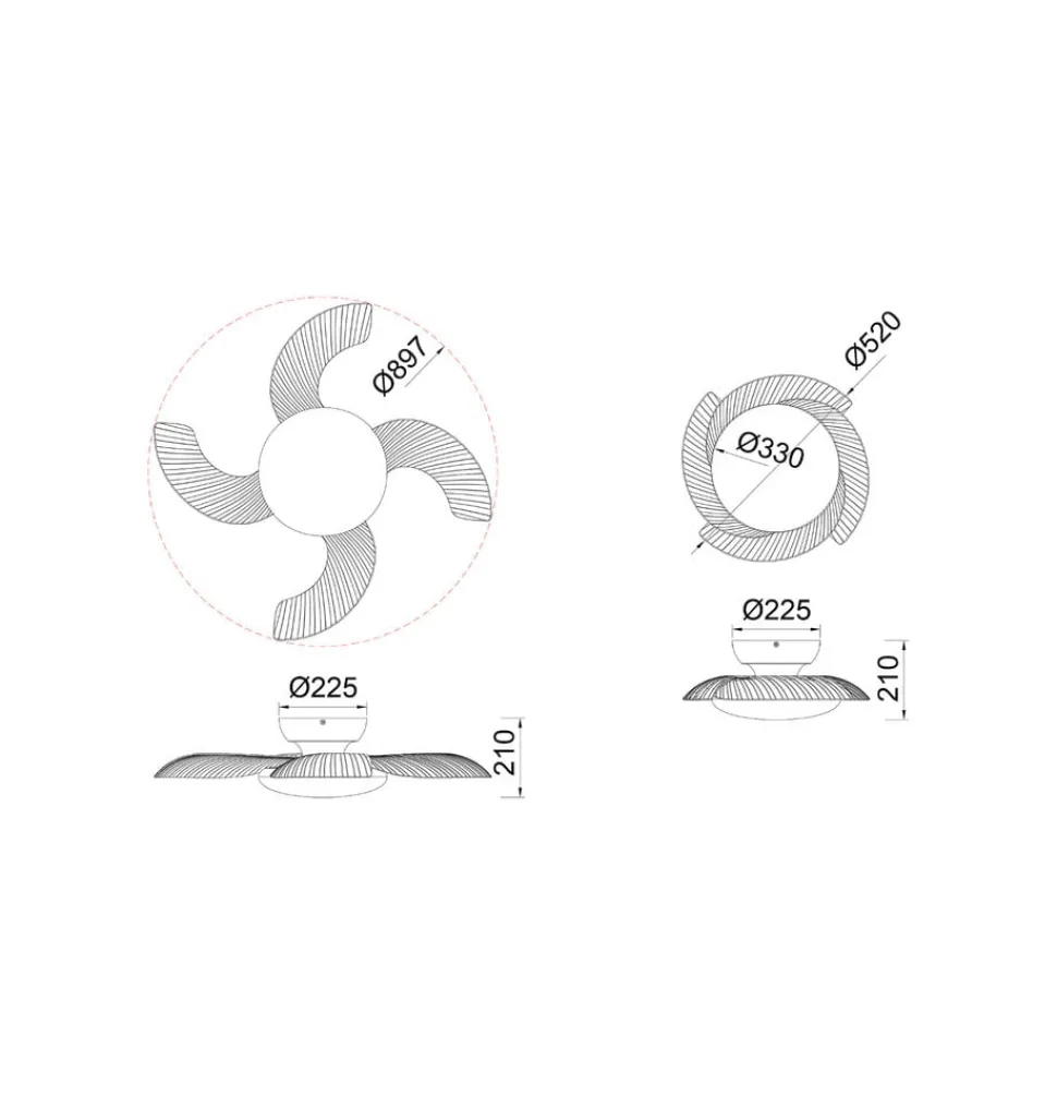 LED plafondventilator Aloha wit DC-motor stil Ø 90 cm CCT