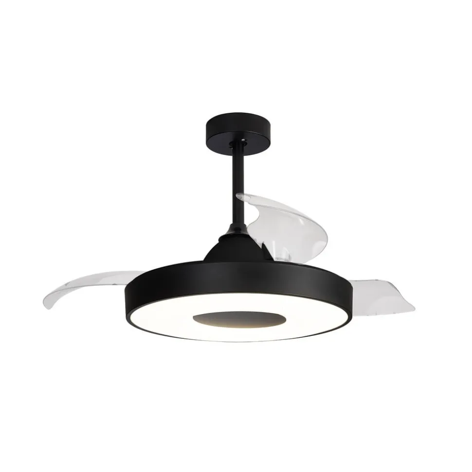 LED plafondventilator Coin zwart DC-motor stil 106 cm CCT