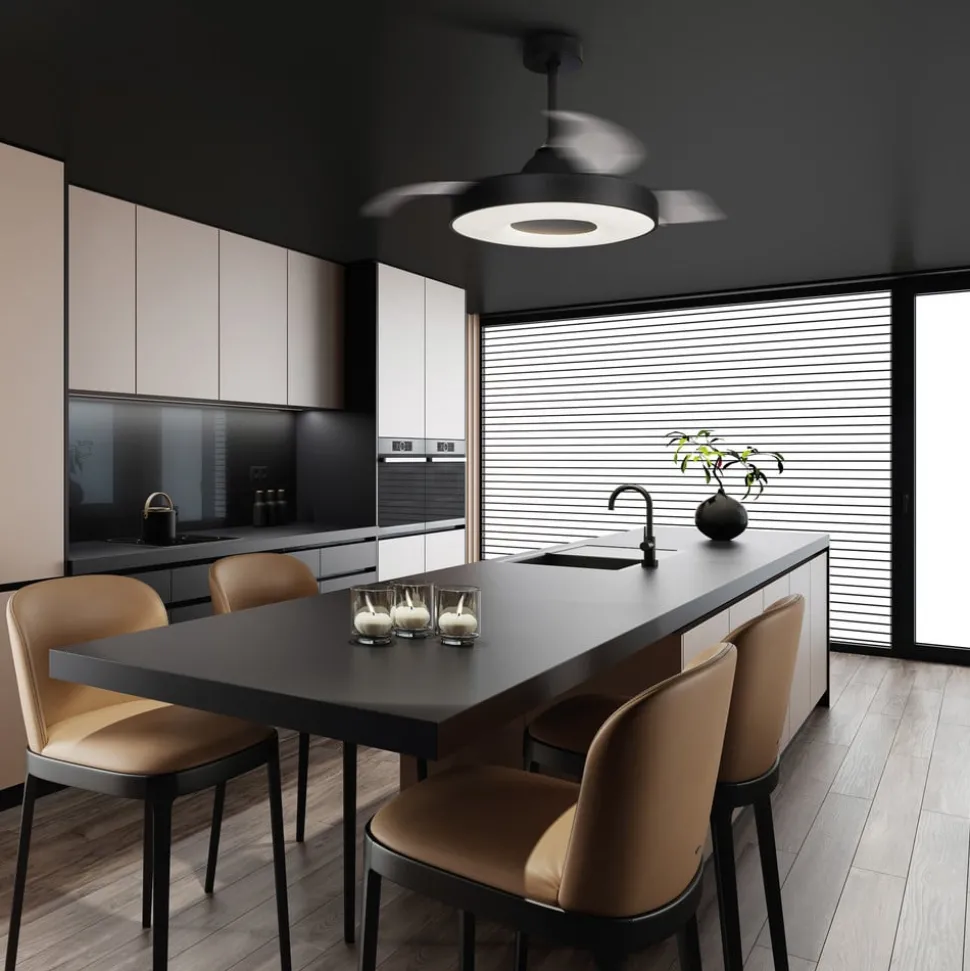 LED plafondventilator Coin zwart DC-motor stil 106 cm CCT