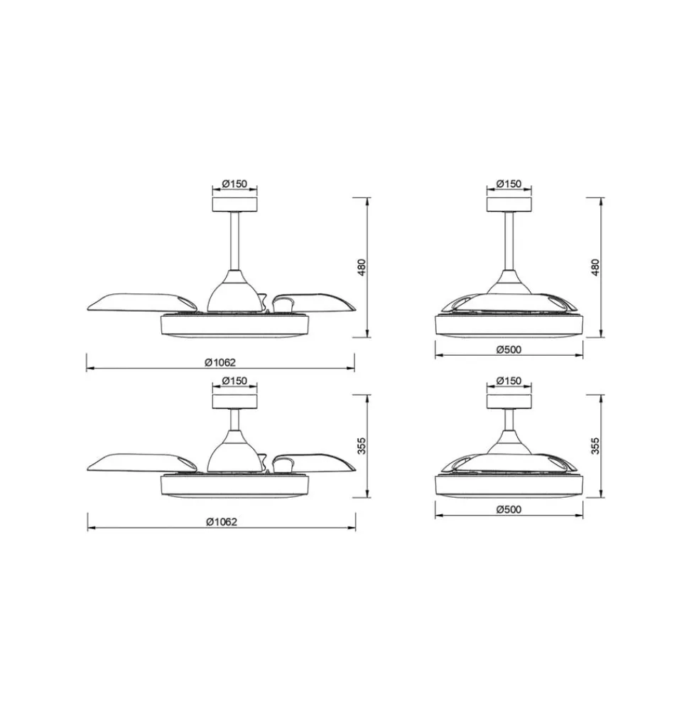 LED plafondventilator Coin zwart DC-motor stil 106 cm CCT