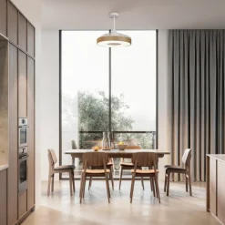 LED plafondventilator Coin hout DC-motor stil Ø 106 cm CCT