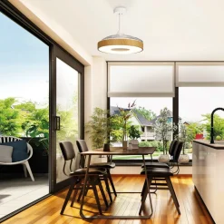 LED plafondventilator Coin hout DC-motor stil Ø 106 cm CCT