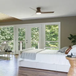 LED plafondventilator Eris, IP44, walnoot