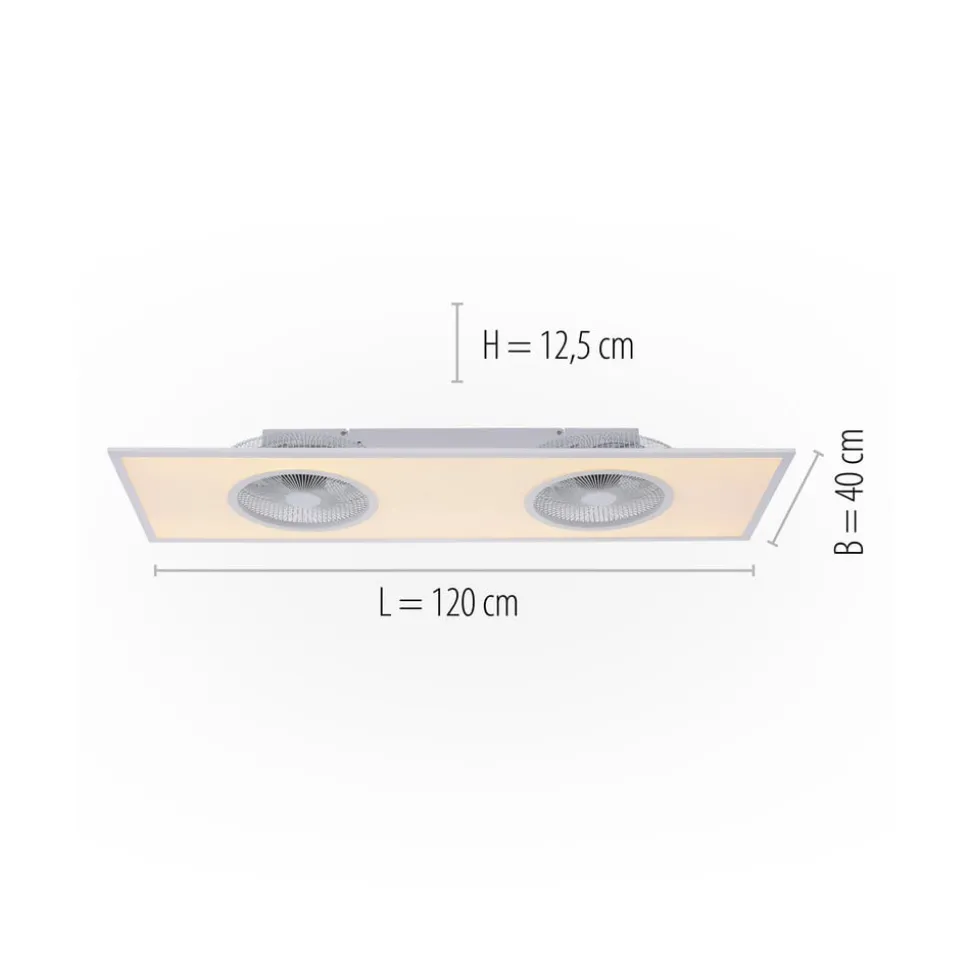 LED plafondventilator Flat-Air, CCT, wit, 120x40cm