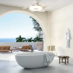 LED plafondventilator Flower wit DC-motor stil Ø 79 cm CCT