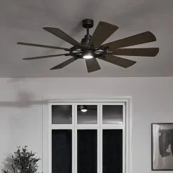 LED plafondventilator Gentry wit/walnoot donker