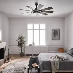 LED plafondventilator Gentry wit/walnoot donker