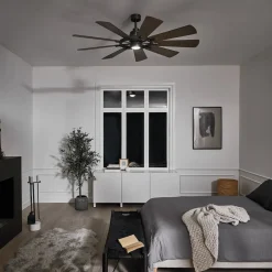 LED plafondventilator Gentry wit/walnoot donker