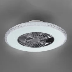 LED plafondventilator Harstad, kristallen frame