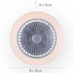 LED plafondventilator Leonard Ø50cm, seriel schakelaar