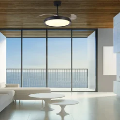 LED plafondventilator Mistral, zwart, DC stil Ø 106 cm CCT