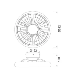 LED plafondventilator Turbo, wit, DC stil Ø 51 cm CCT