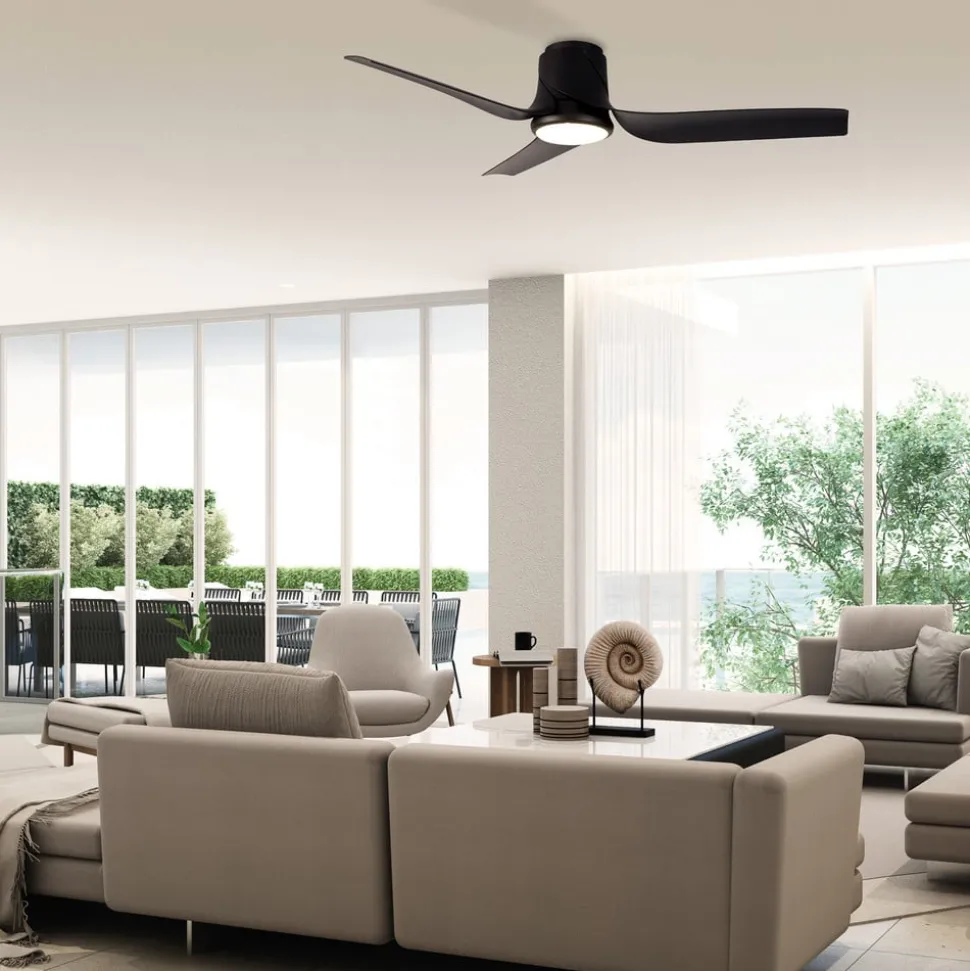 LED plafondventilator Ushuaia zwart DC stil Ø 134 cm CCT