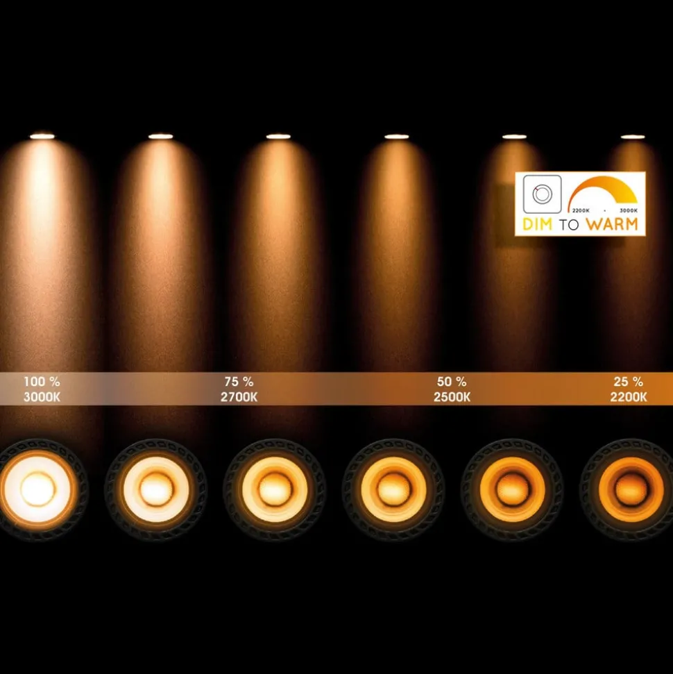 LED reflector GU10 12W 3000K dim to warm, zwart