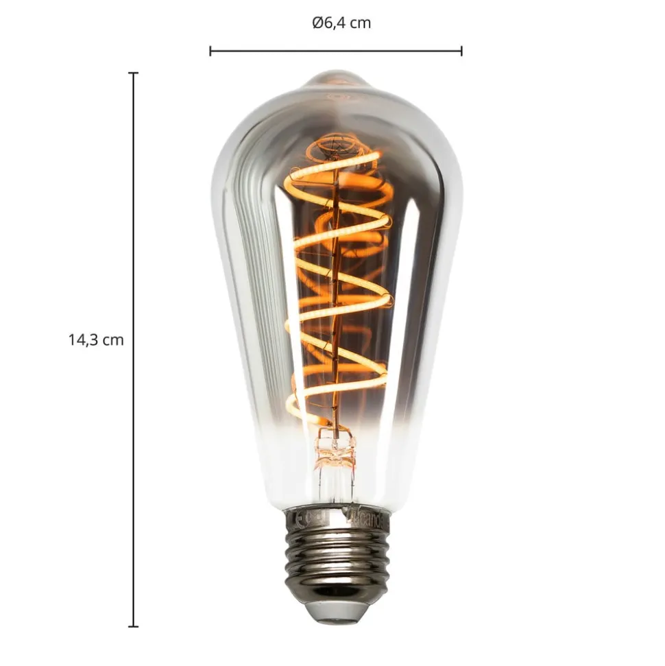 LED rustiek lamp E27 4.9W, 1800K, 90 lumen, rook