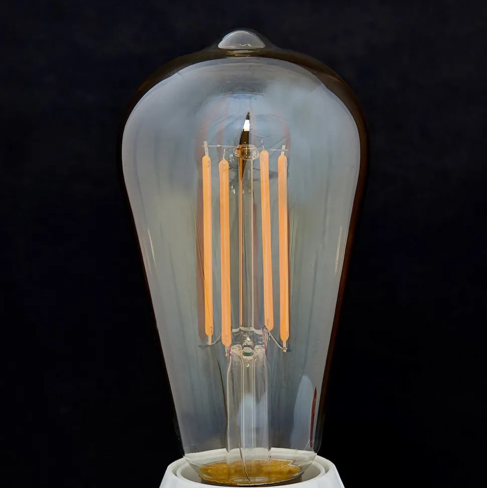 LED rustiek lamp E27 6W 500lm amber 1.800K set van 3