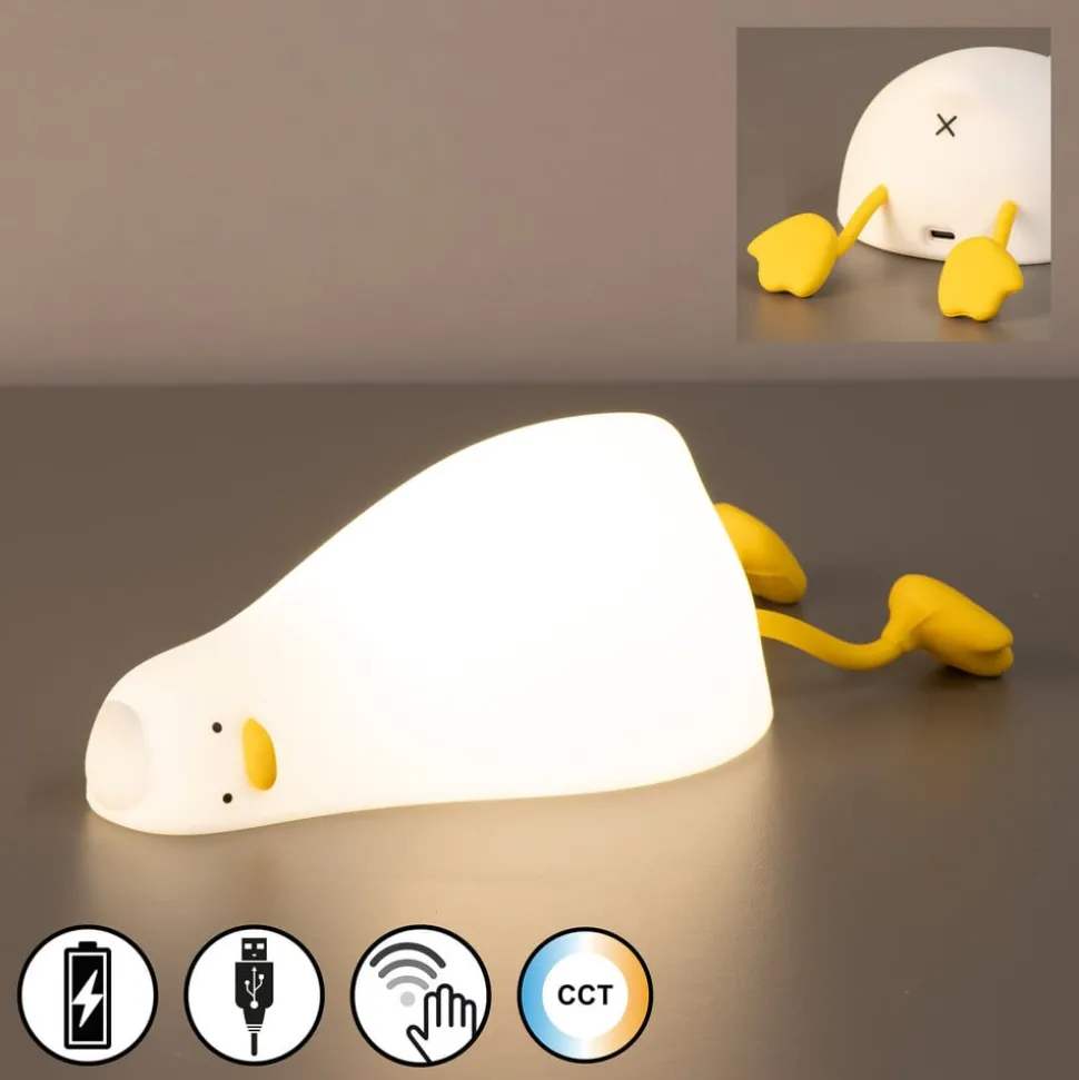 LED schemerlamp Ducky, eend, wit, timer, dimbaar