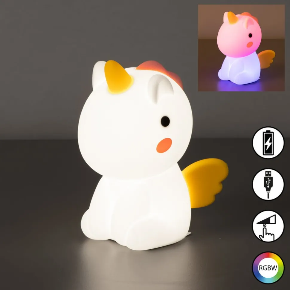 LED schemerlamp Unicorno, eenhoorn, RGB, dimbaar