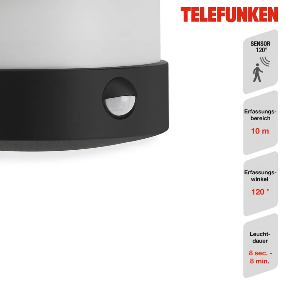 LED sensor buitenwandlamp Toledo zwart 4.000K