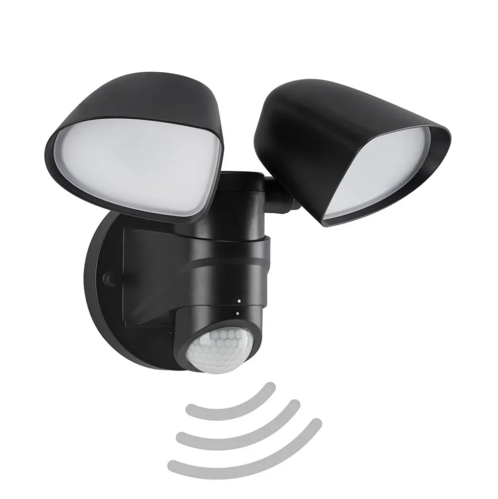 LED sensor buitenwandspot Bilbao 2-lamps zwart