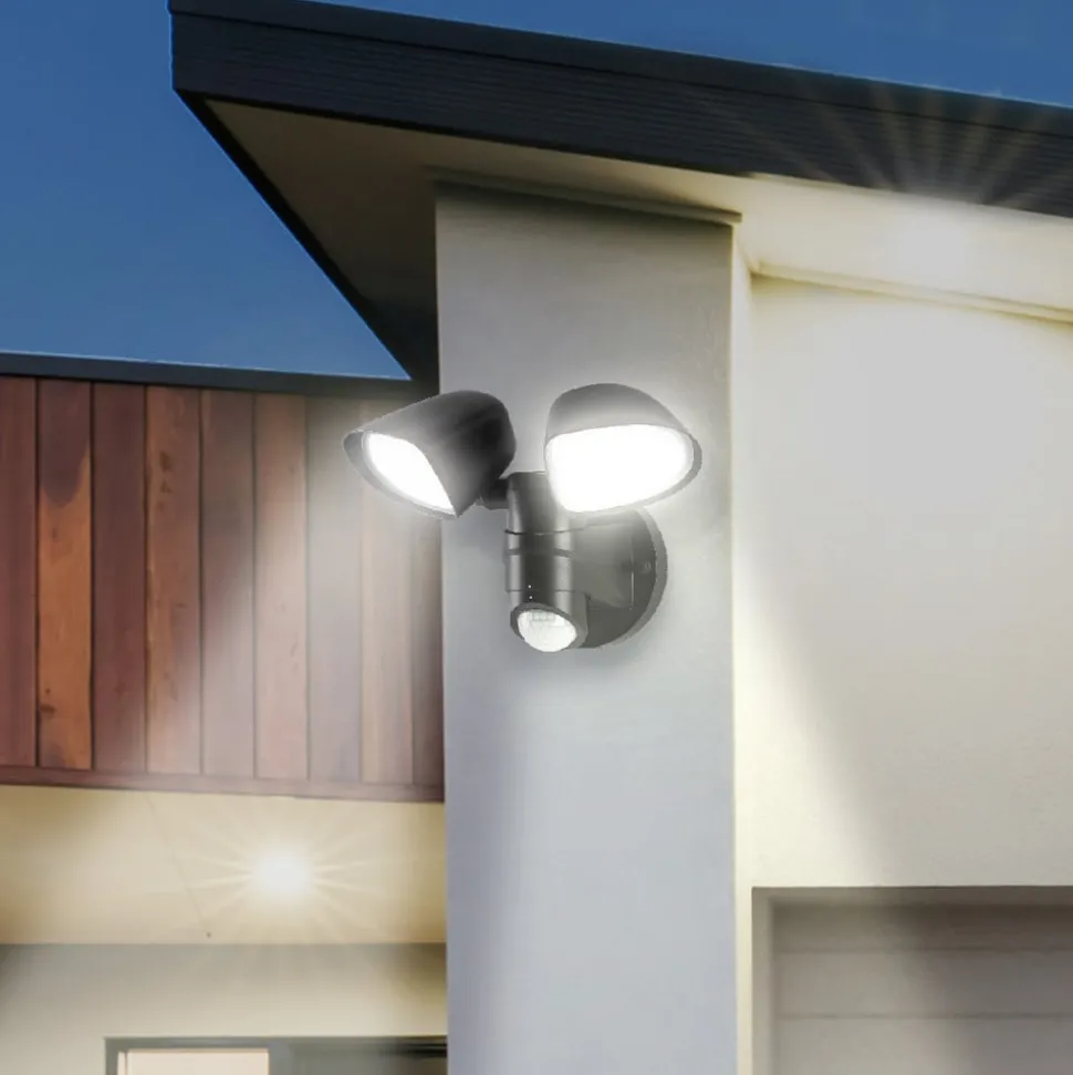 LED sensor buitenwandspot Bilbao 2-lamps zwart