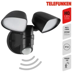 LED sensor buitenwandspot Bilbao 2-lamps zwart