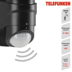 LED sensor buitenwandspot Bilbao 2-lamps zwart