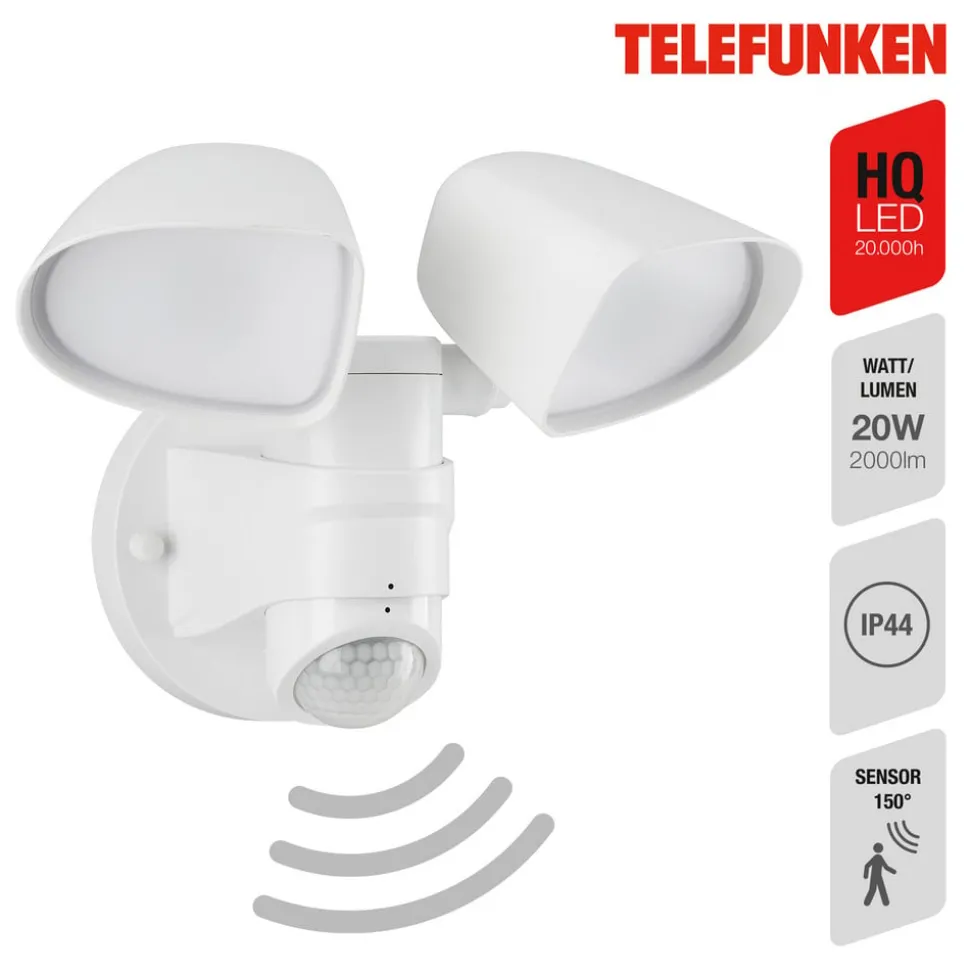 LED sensor buitenwandspot Bilbao 2-lamps wit