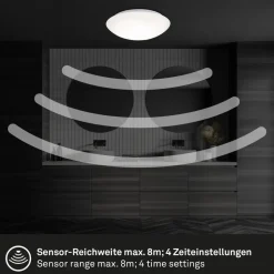 LED sensor plafondlamp Elipso IP44 4.000K Ø38cm