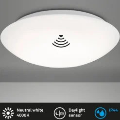 LED sensor plafondlamp Elipso IP44 4.000K Ø38cm