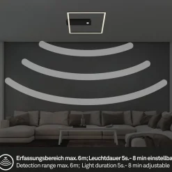 LED sensor plafondlamp Nici vierkant zwart