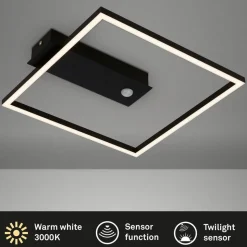 LED sensor plafondlamp Nici vierkant zwart