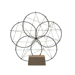 LED sfeerlamp 5 kleine ringen, met houten voet