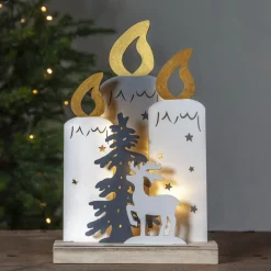 LED sfeerlamp Fauna met kaarsen, boom en hert