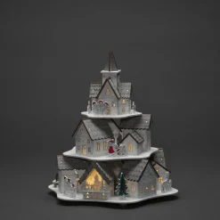 LED sfeerlamp houtsilhouet huizen, wit