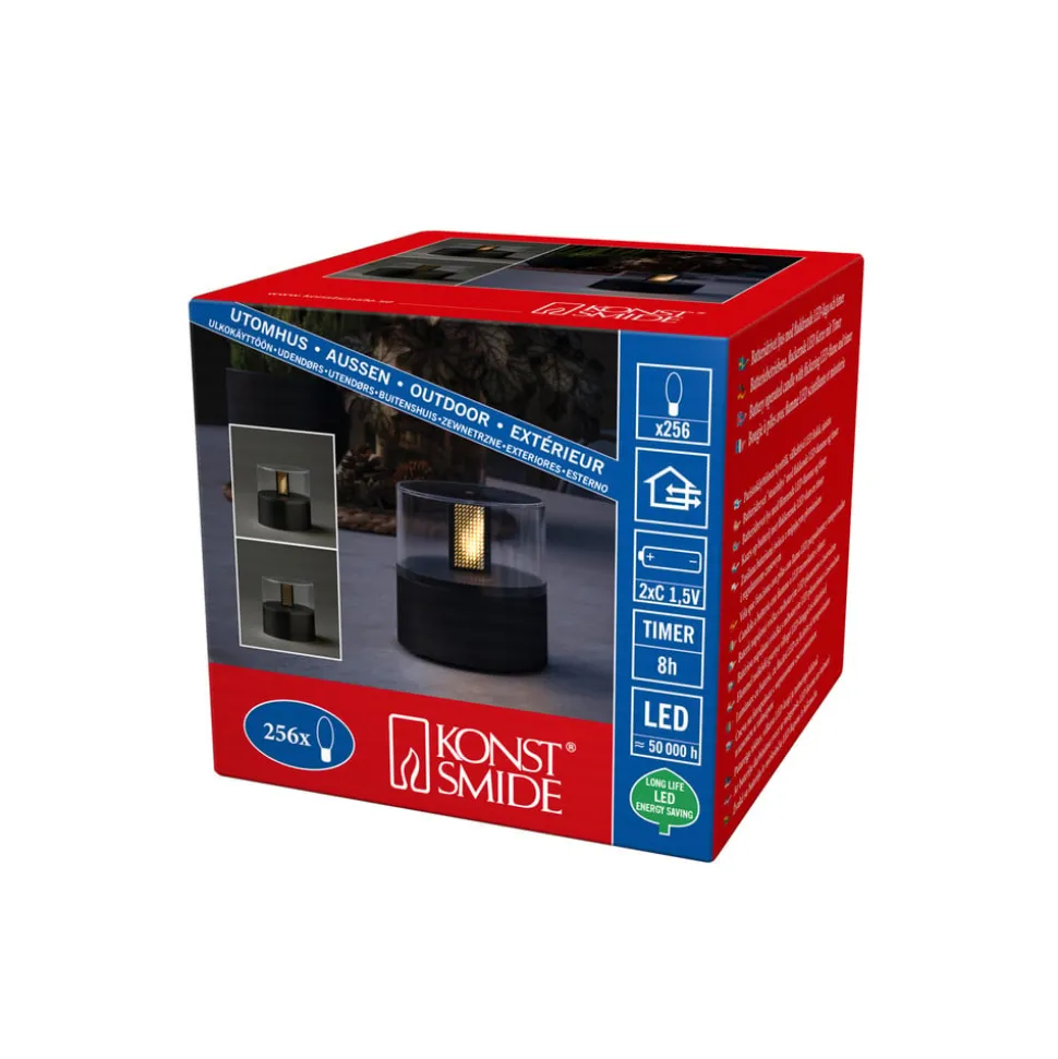 LED sfeerlamp met vlammen-effect, lamphouder zwart