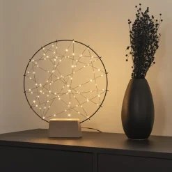 LED silhouet kleine ring met houten voet