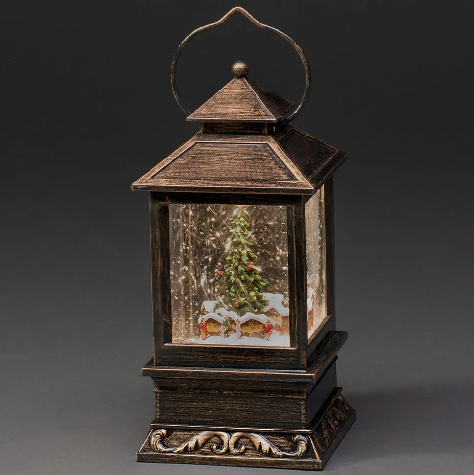 LED Sneeuwlantaarn Kerstmarkt met water gevuld