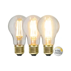 LED Soft Glow Memory, E27, 6,5 W, 2.100 K, dimbaar, gloeidraad
