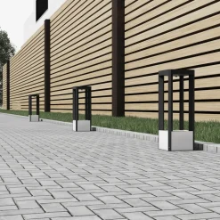 LED sokkellamp Kalisa, IP65, 42 cm, grijs, metaal