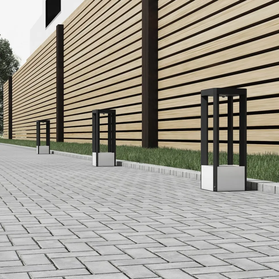 LED sokkellamp Kalisa, IP65, 42 cm, grijs, metaal