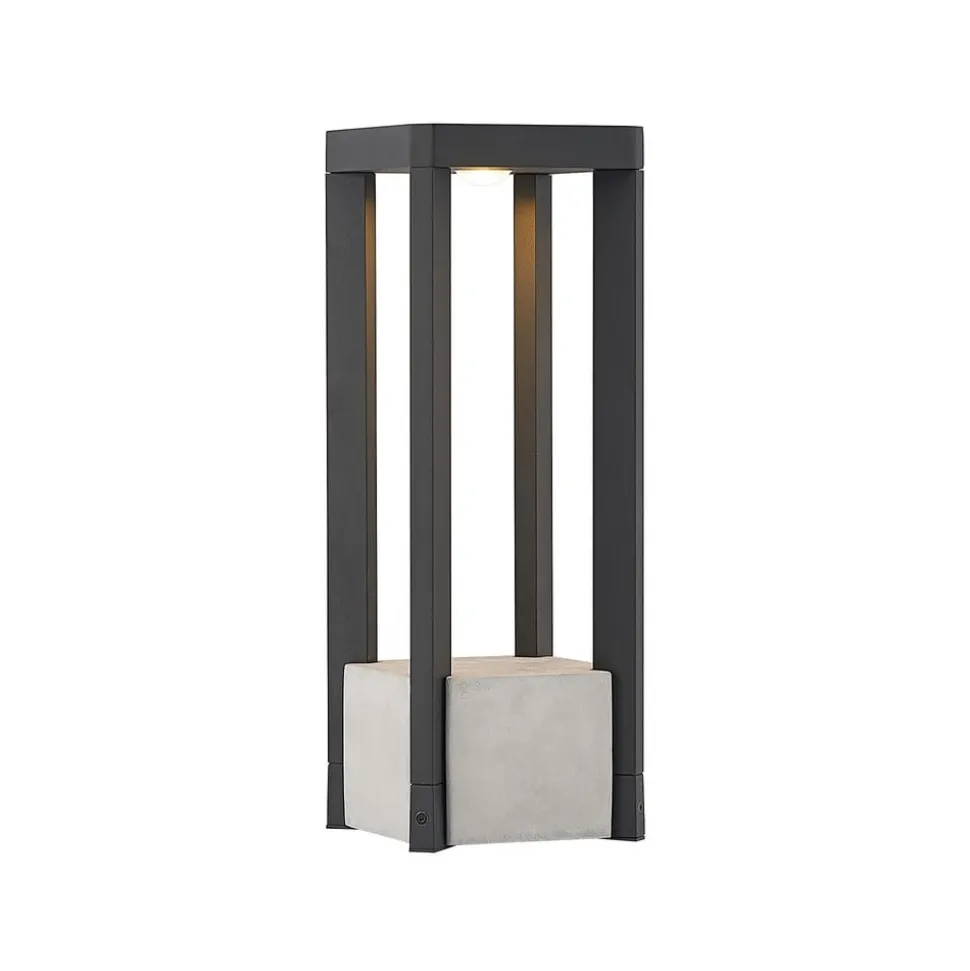 LED sokkellamp Kalisa, IP65, 42 cm, grijs, metaal