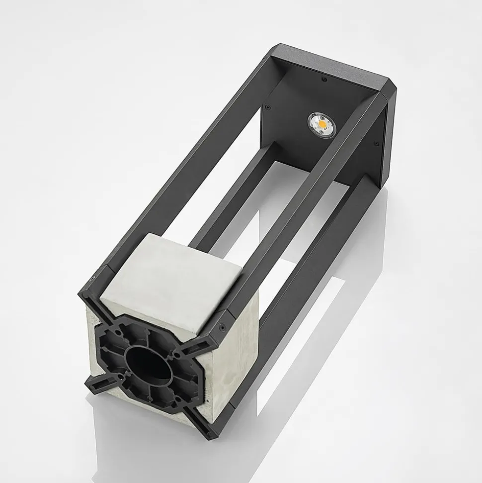 LED sokkellamp Kalisa, IP65, 42 cm, grijs, metaal