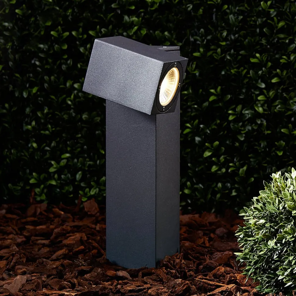 LED sokkellamp Lorik, 30 cm, antraciet, aluminium