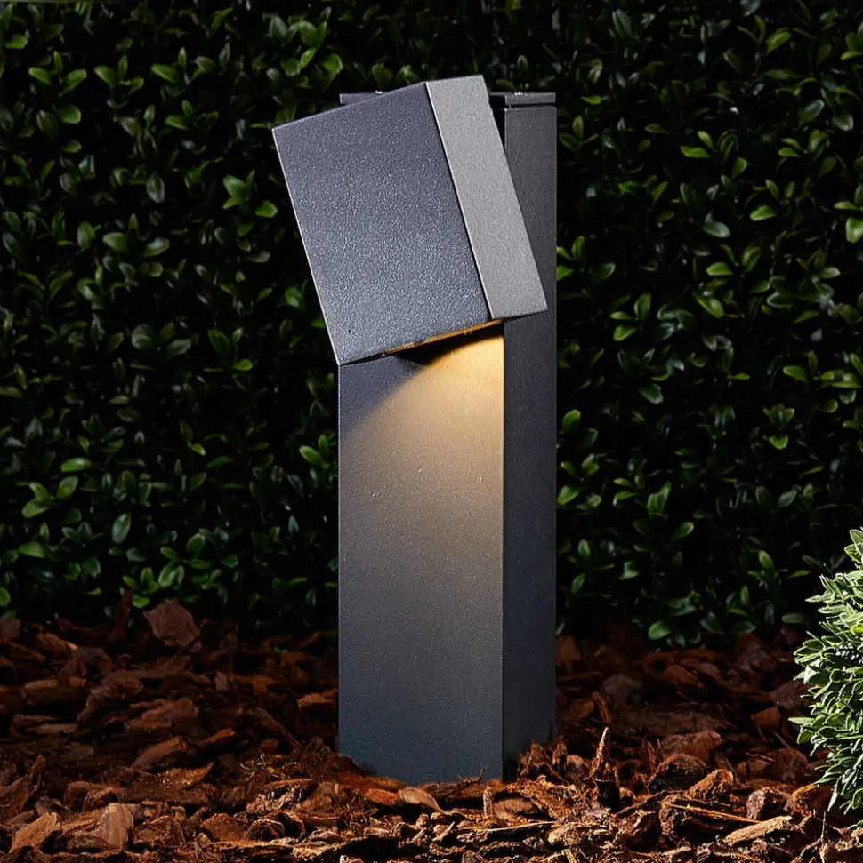 LED sokkellamp Lorik, 30 cm, antraciet, aluminium