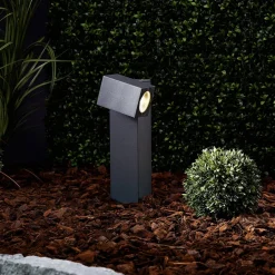 LED sokkellamp Lorik, 30 cm, antraciet, aluminium