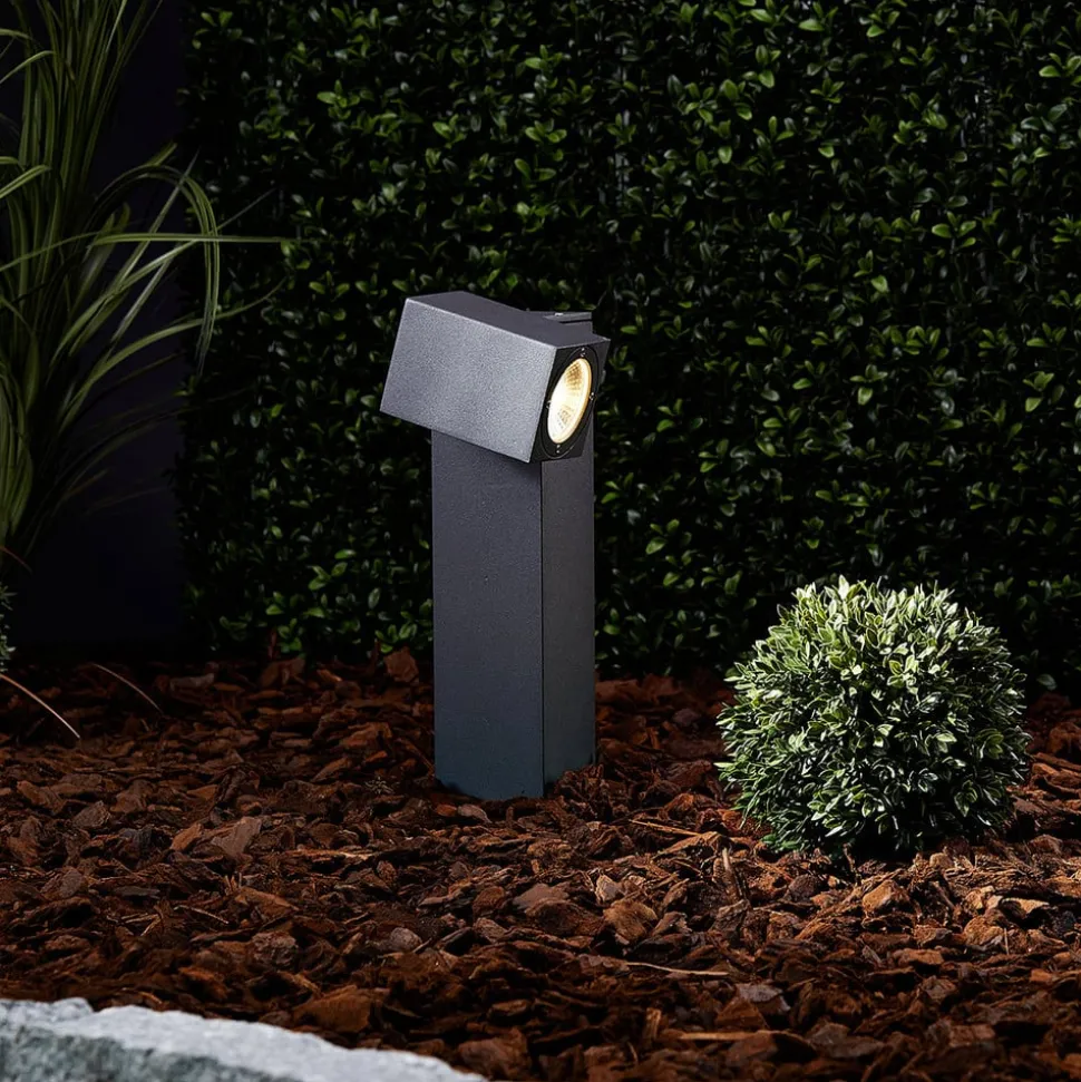 LED sokkellamp Lorik, 30 cm, antraciet, aluminium